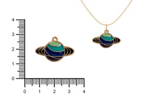 Dije Esmaltado Planeta Dorado x 5 unidades